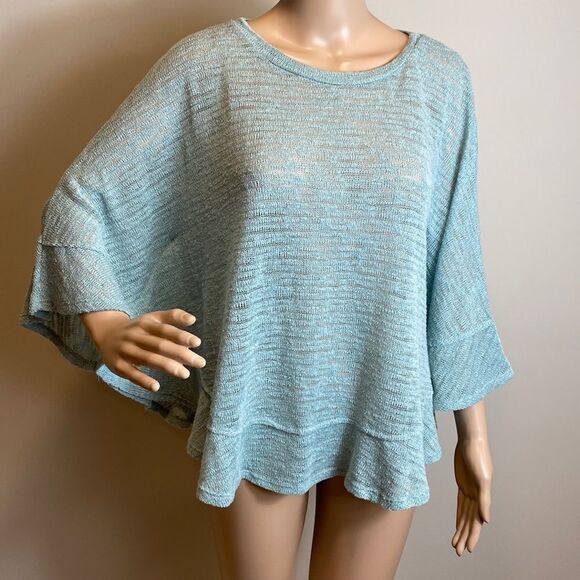 White Birch poncho style 3/4 sleeves boho top size M - Picture 1 of 6